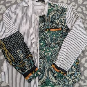 Zara Navy and White Striped Shirt